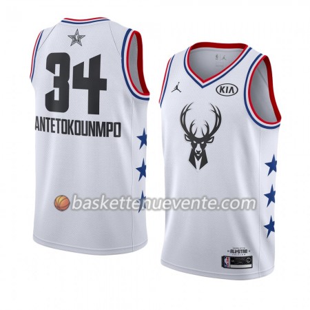 Maillot Basket Milwaukee Bucks Giannis Antetokounmpo 34 2019 All-Star Jordan Brand Blanc Swingman - Homme
